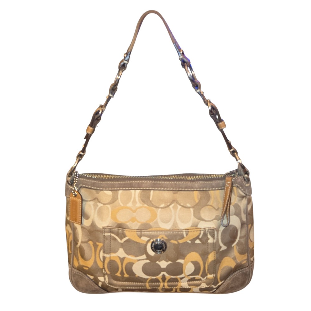 Coach Y2K Chelsea Shoulder Bag Small Brown Signature Canvas Suede Trim D05K-2172